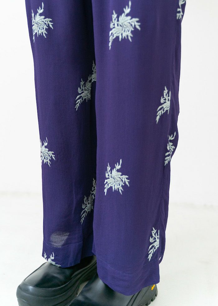 Moss Rayon Embroidery Pants