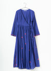 Cotton Chikan Embroidery Crossover Gown Blue