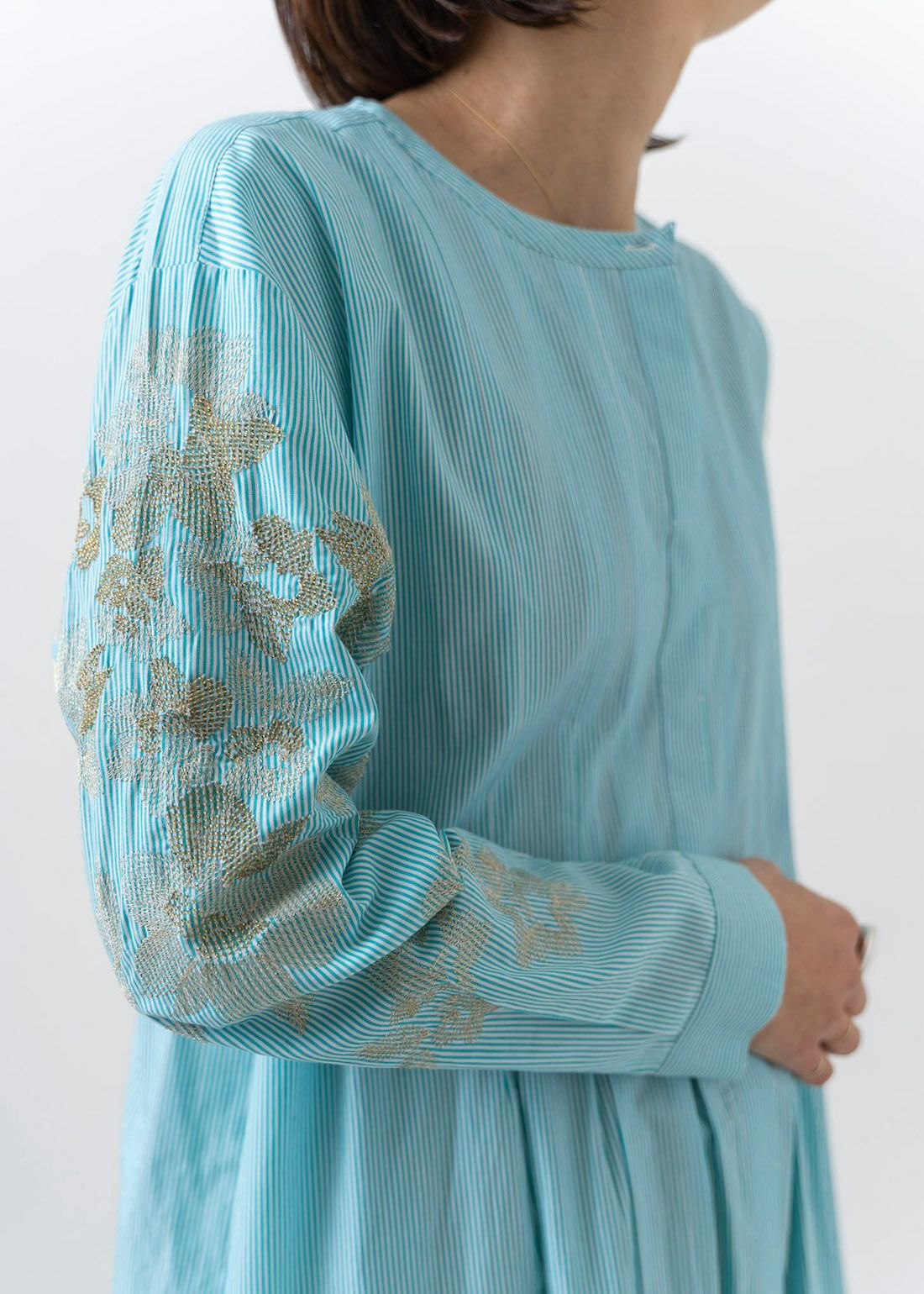Cotton Poplin Zari Embroidery Shirts Dress