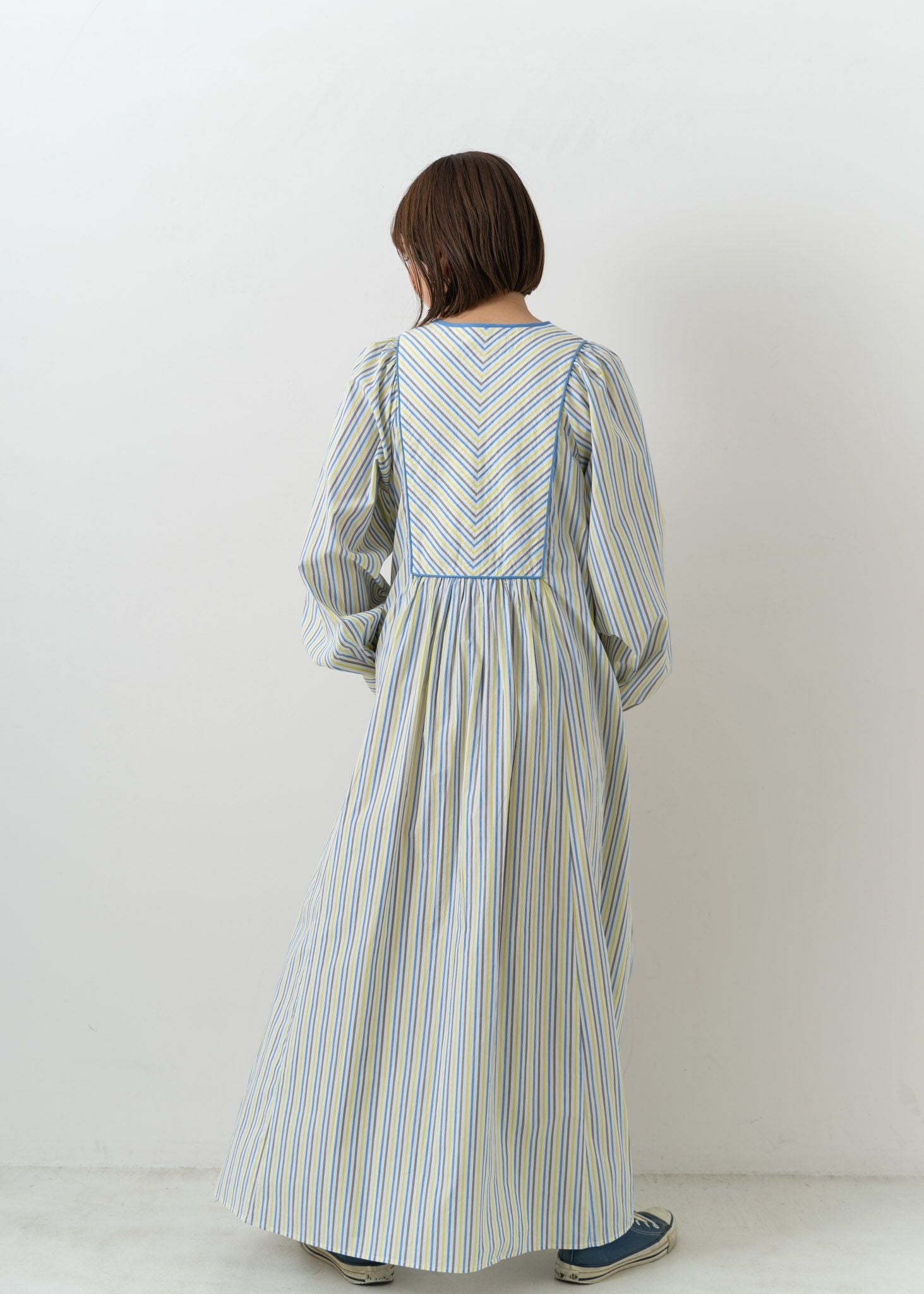 Cotton Poplin Stripe Gather Dress