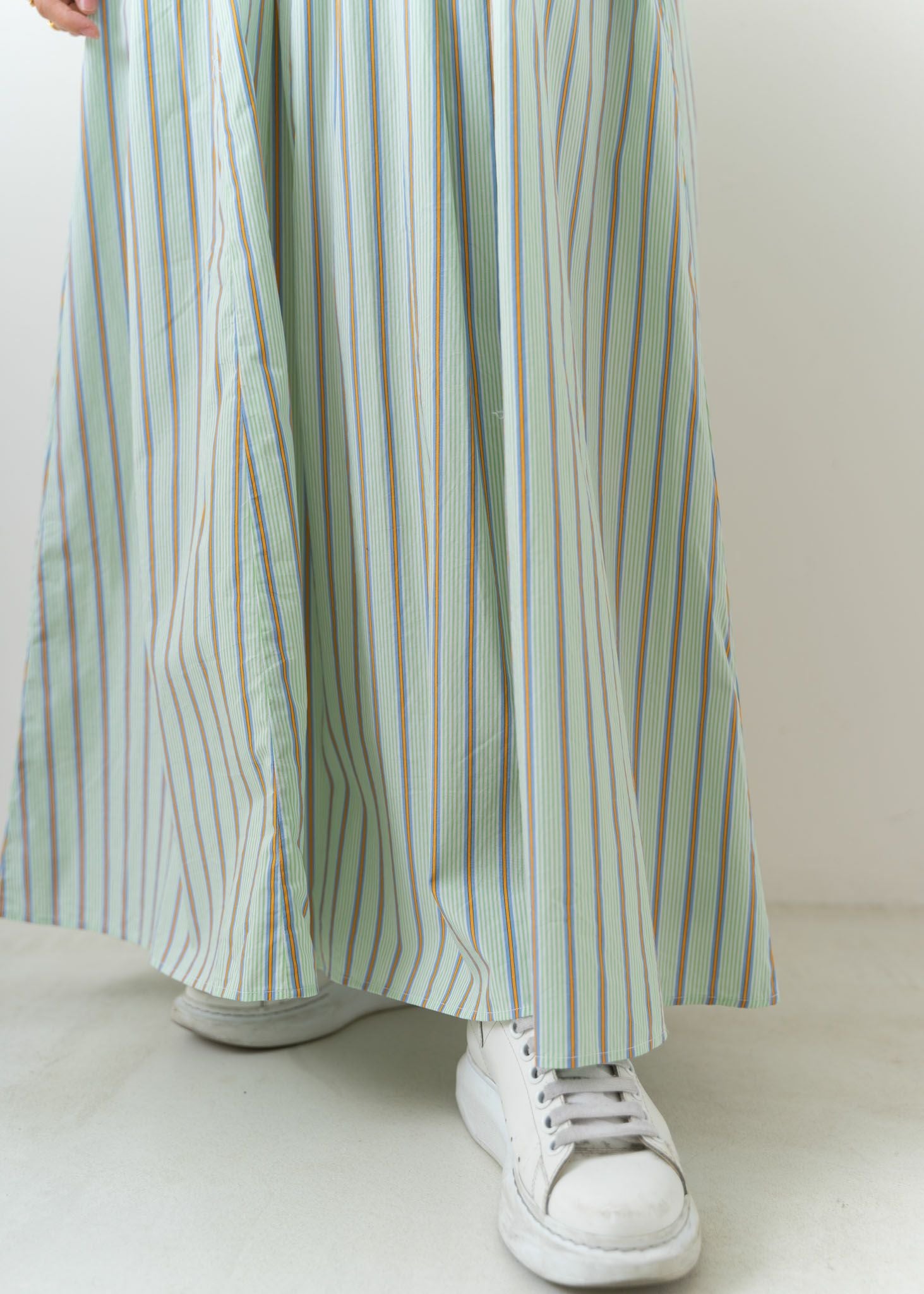 Cotton Poplin Stripe Gather Dress