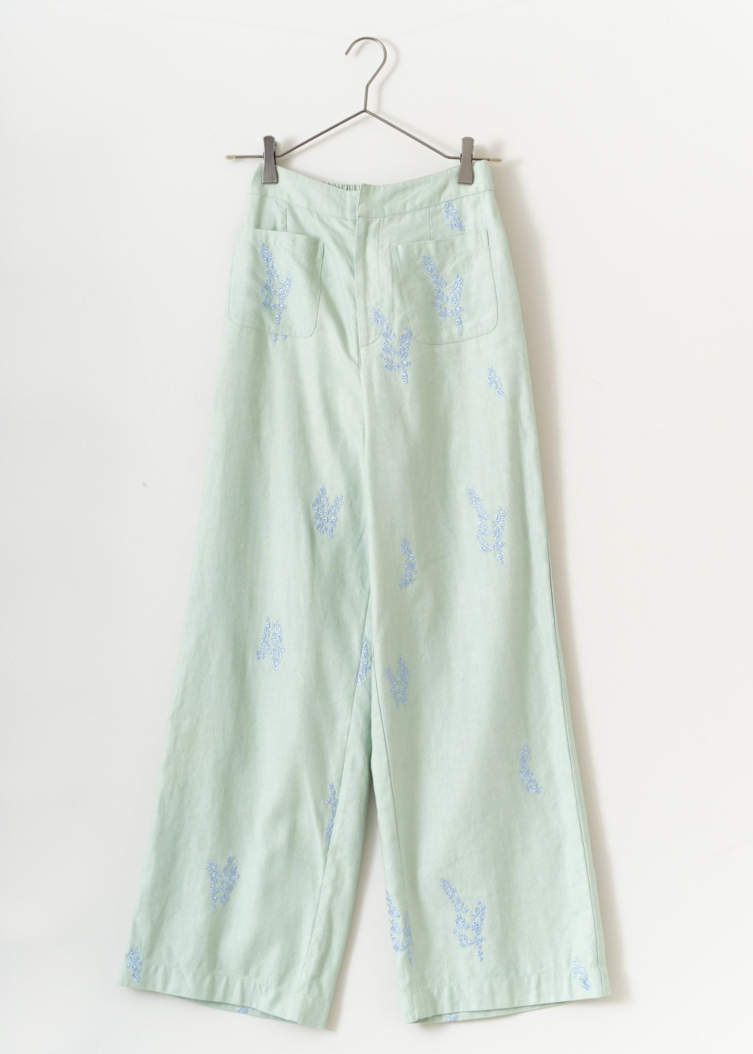 Cotton Linen Twill Embroidery Pants