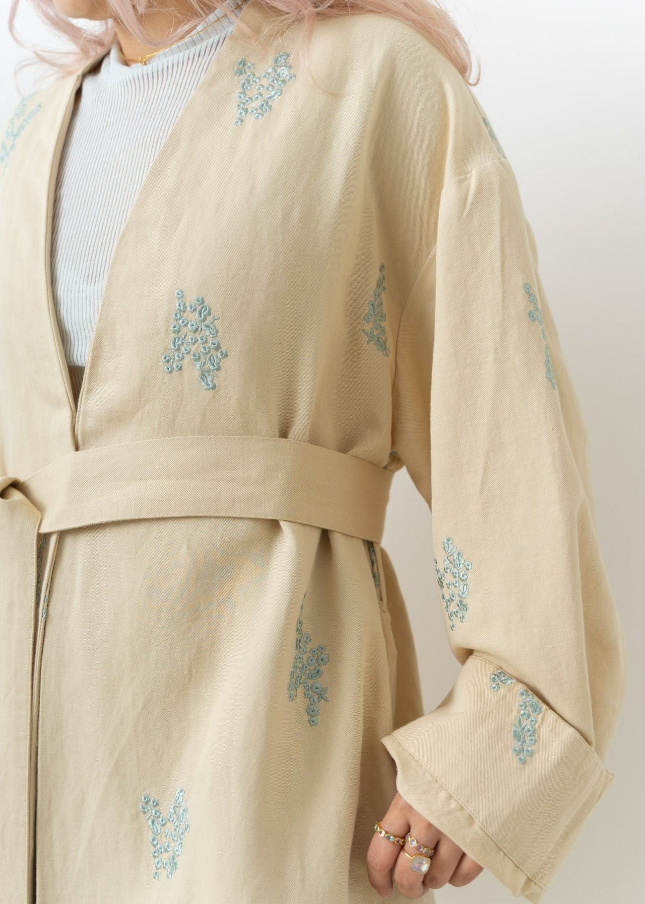 Cotton Linen Twill Embroidery Coat