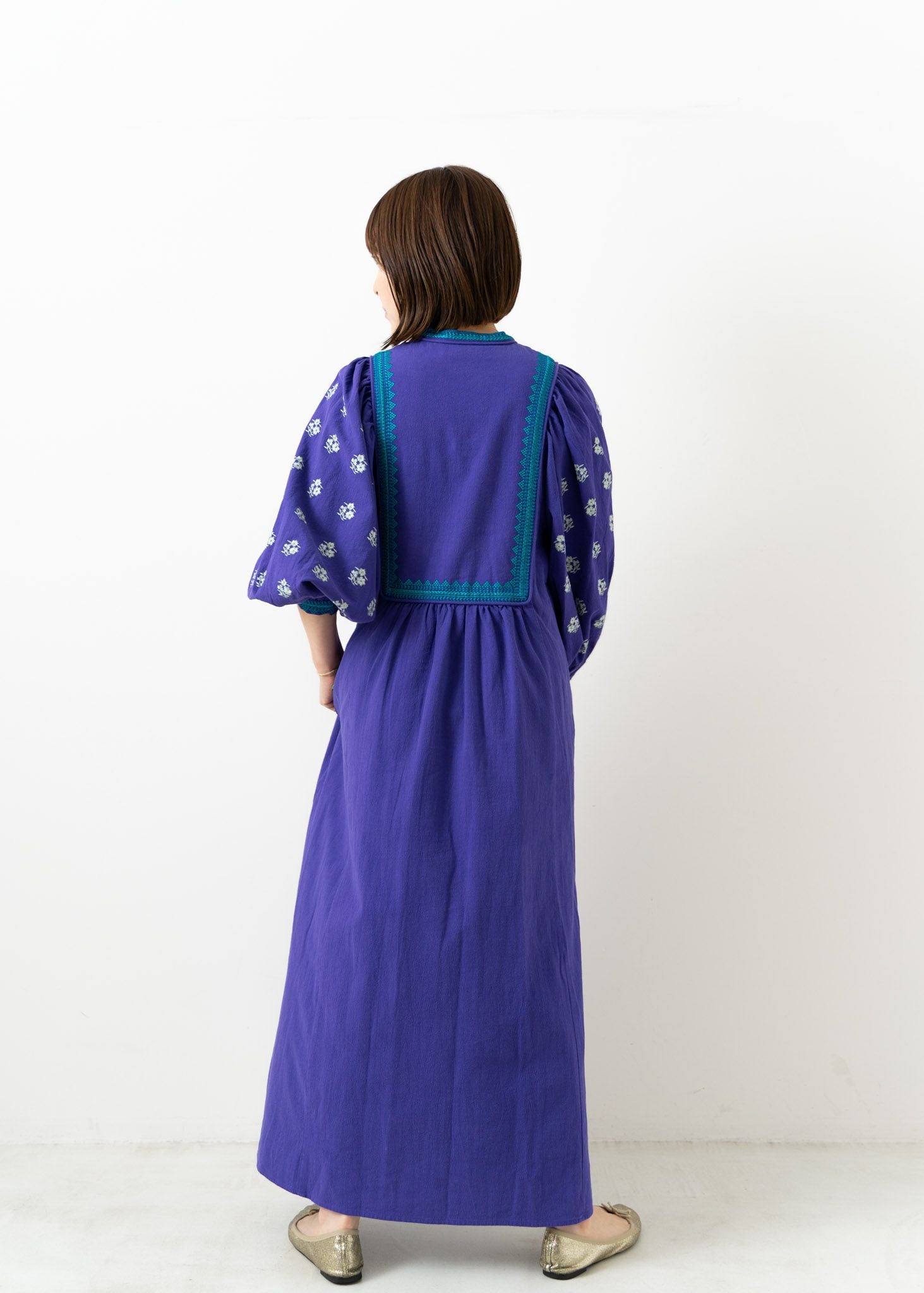 【ヌキテパ】Crimp Cotton Embroidery Dressパステルカラー