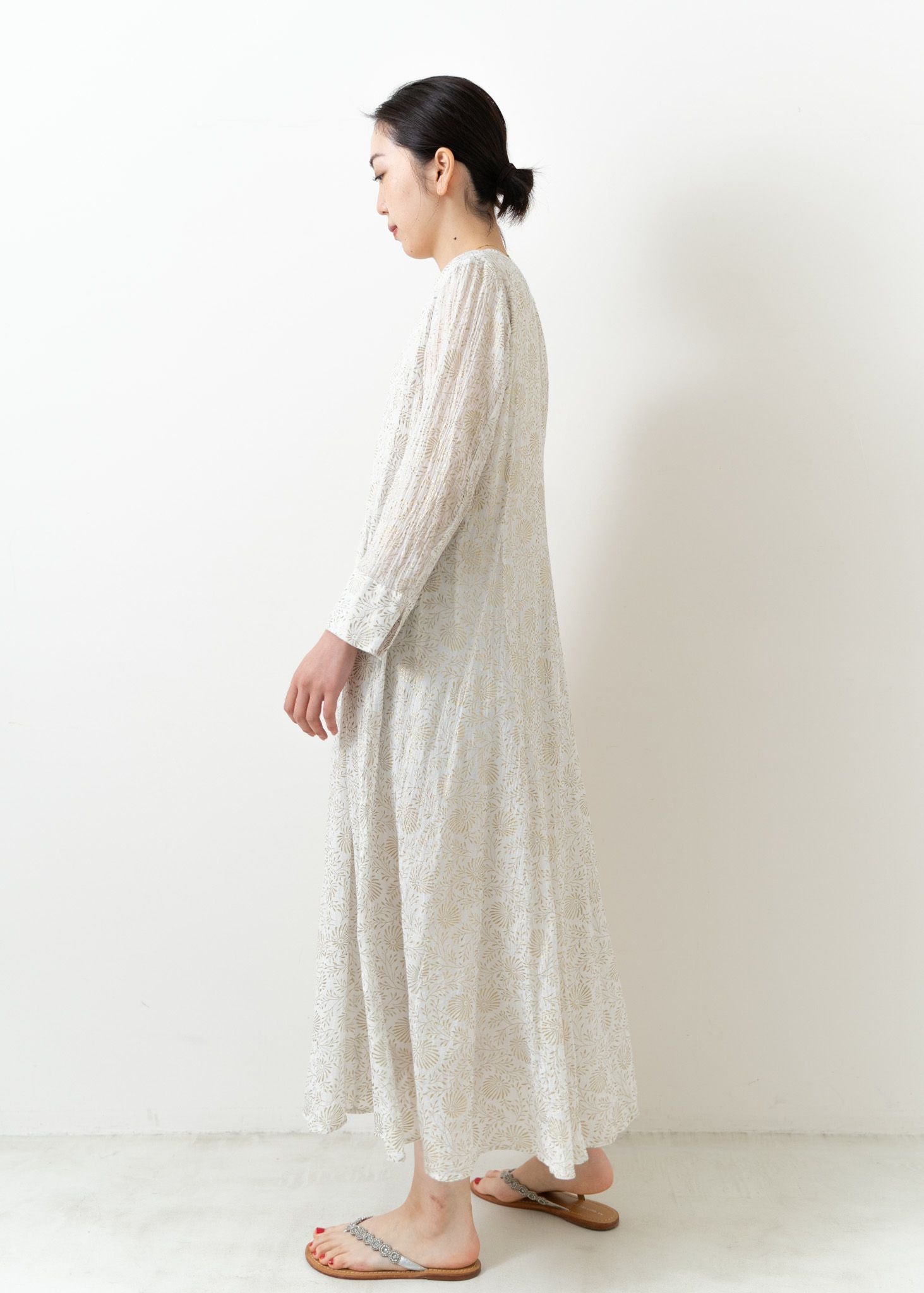 Cotton Voile Foil Flower Print Panel Dress | Pasand by ne Quittez 