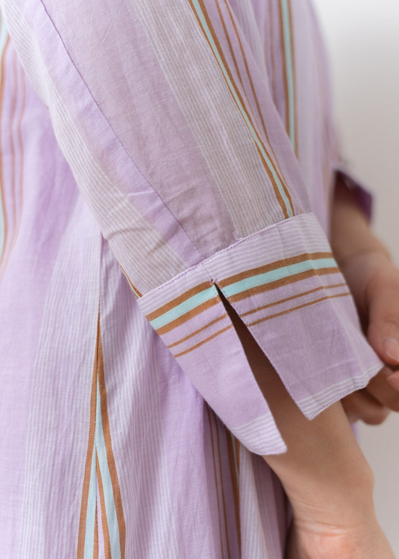 Cotton Stripe V Neck Dress | Pasand by ne Quittez pas | パサン 