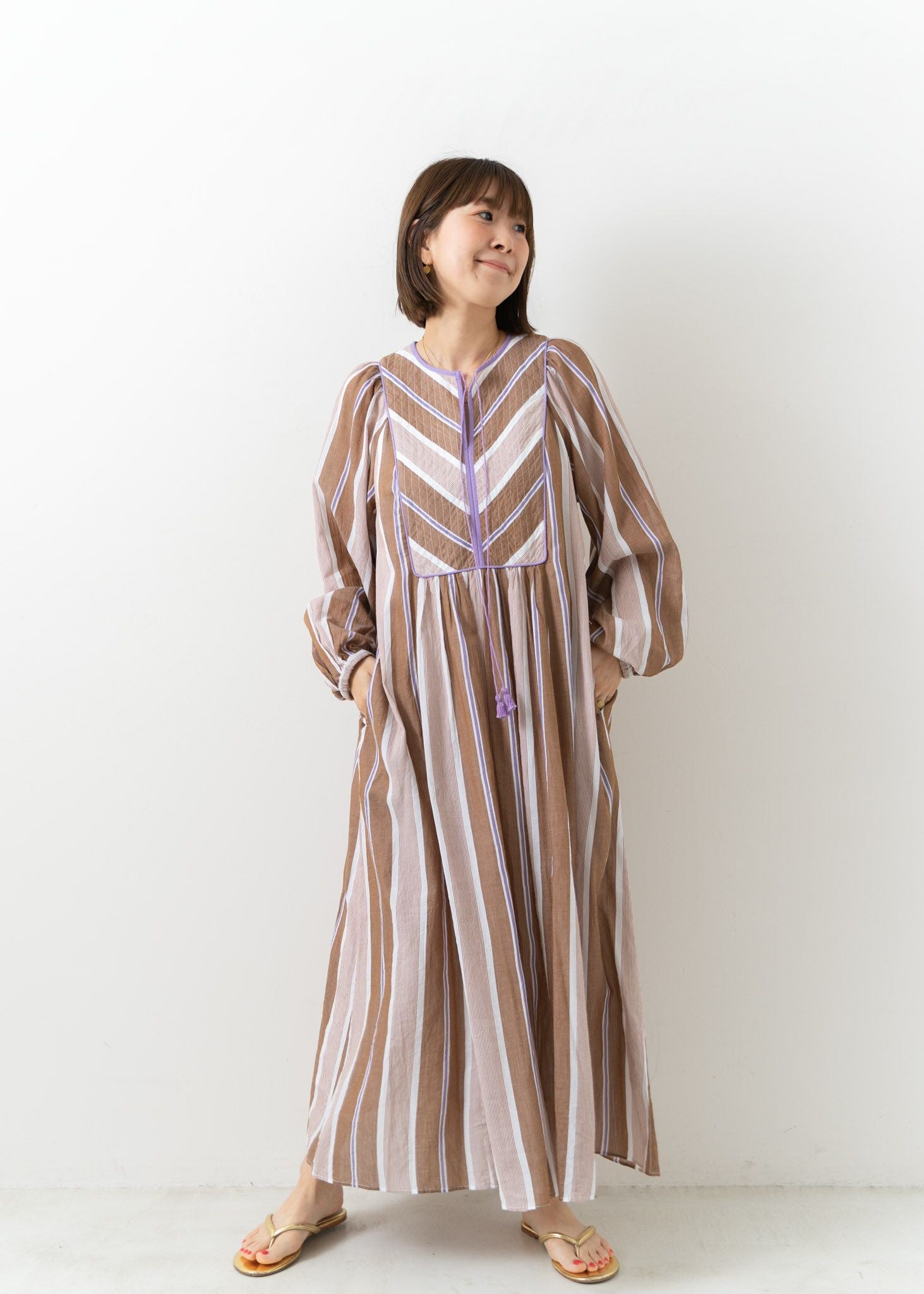 Cotton Voile Stripe Dress | Pasand by ne Quittez pas | パサン