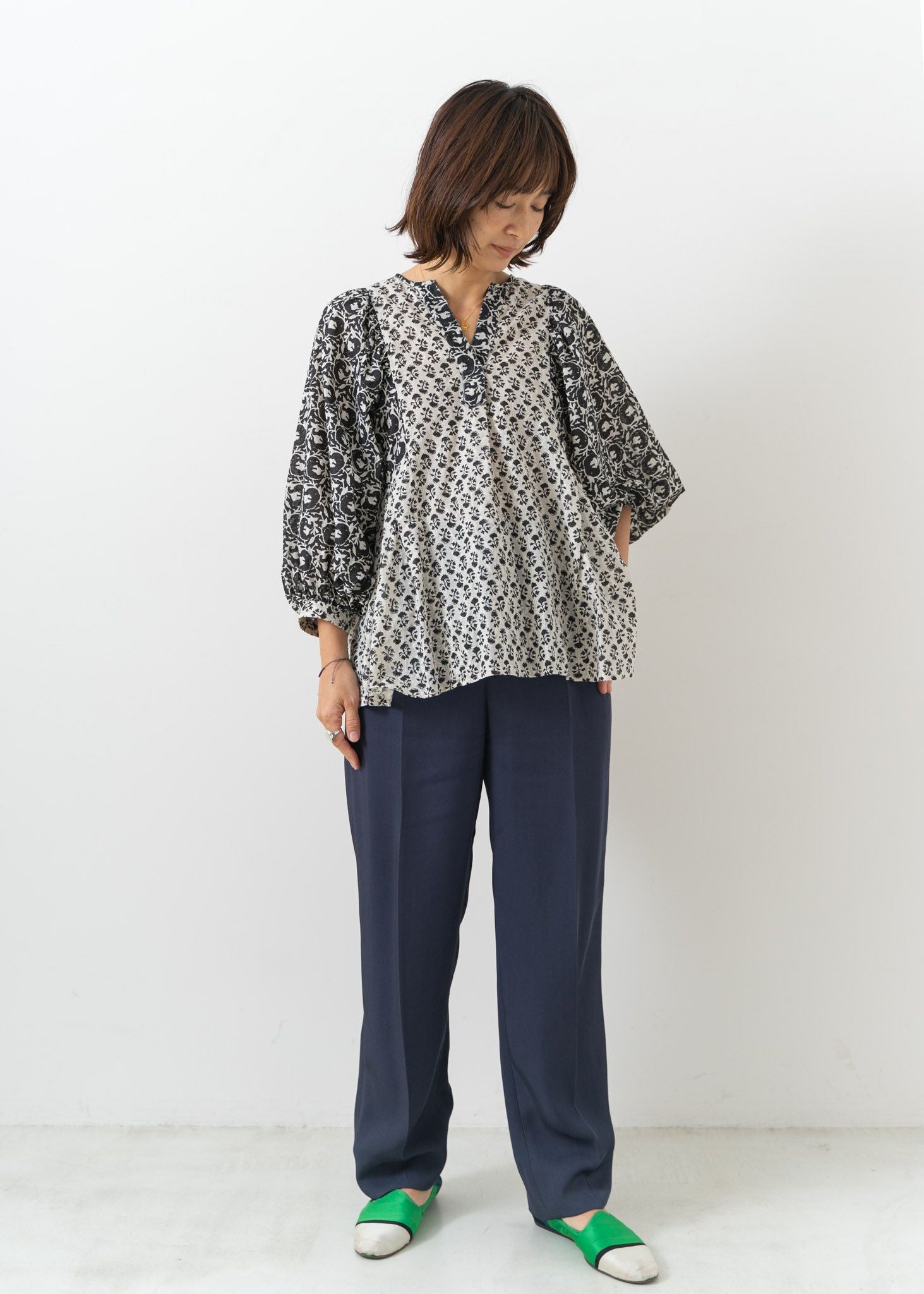 Cotton Jacquard Combi Print Top | Pasand by ne Quittez pas | パサンドバイヌキテパ