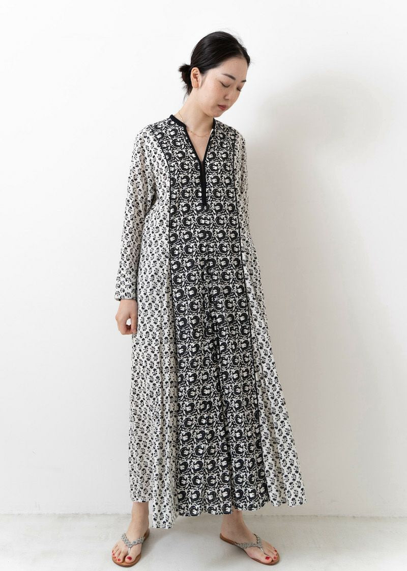 Cotton Jacquard Combi Print Panel Dress