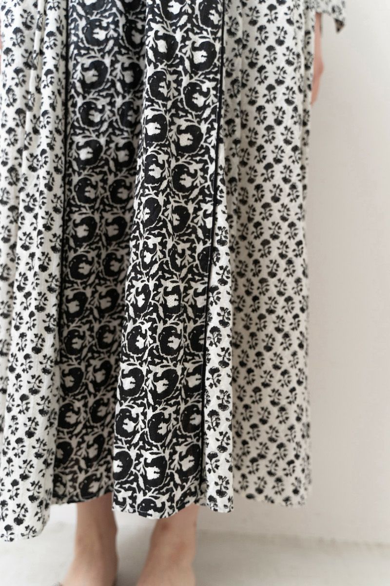 Cotton Jacquard Combi Print Panel Dress