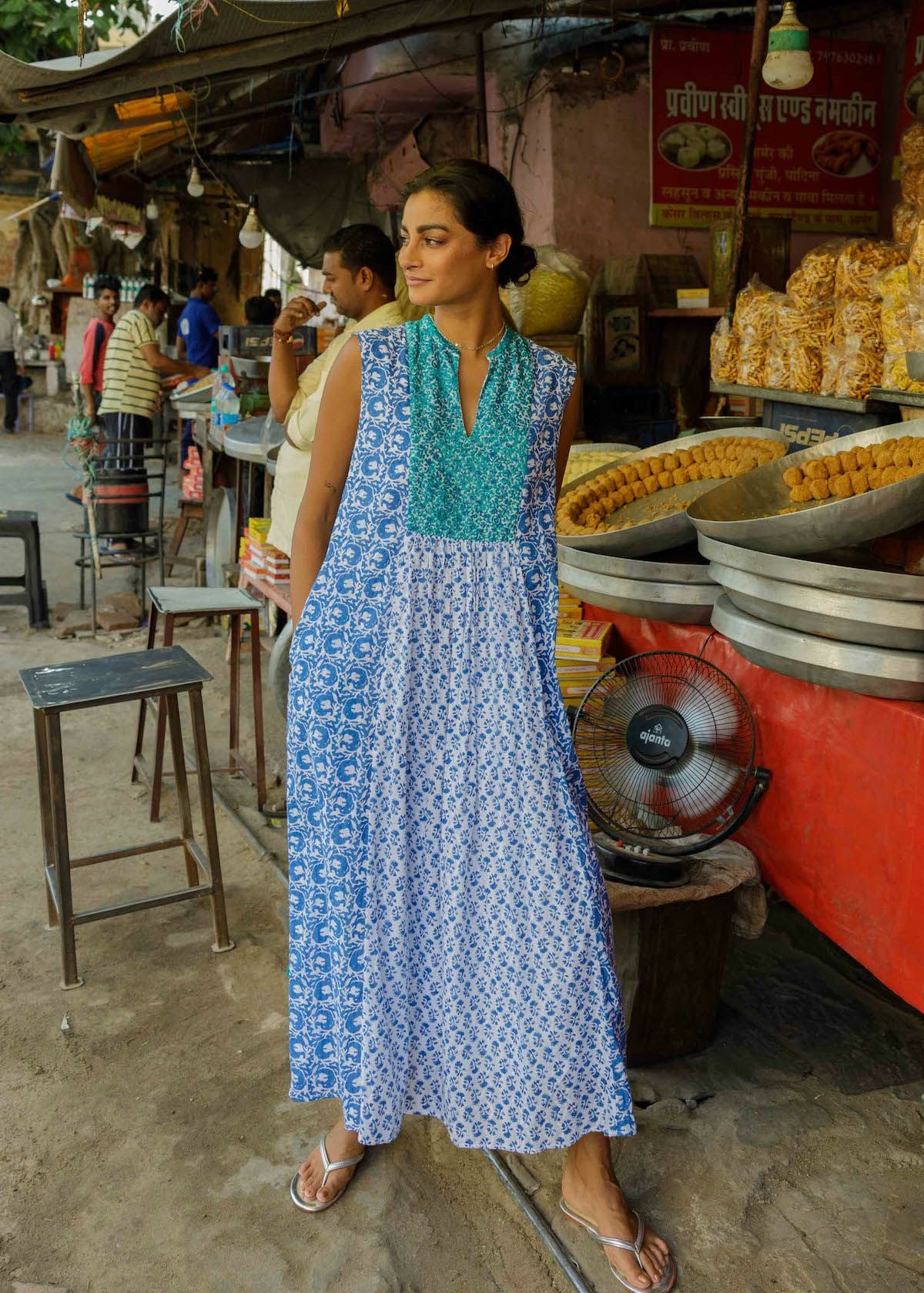 Cotton Jacquard Combi Print Embroidery Dress | Pasand by ne
