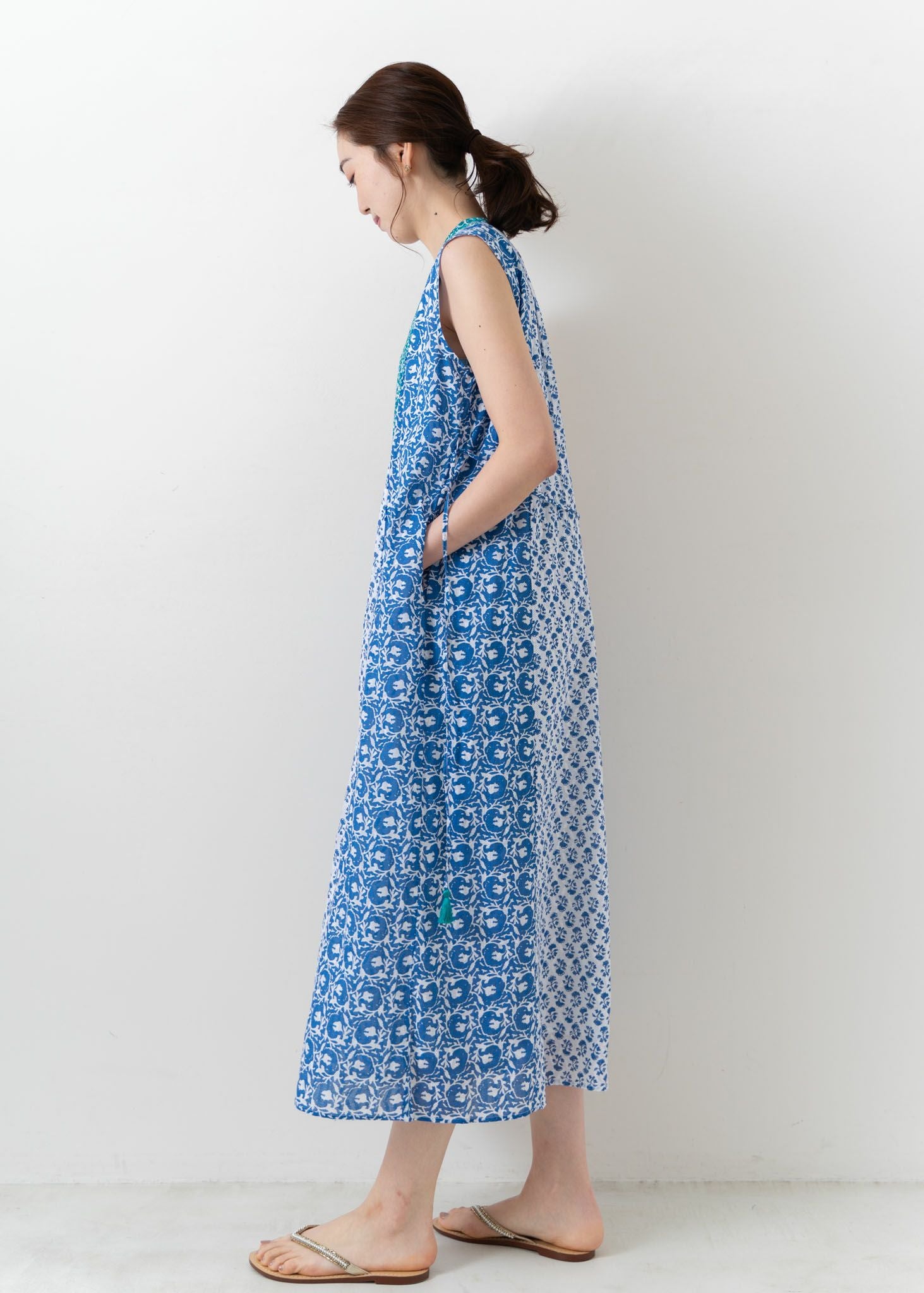 Cotton Jacquard Combi Print Embroidery Dress