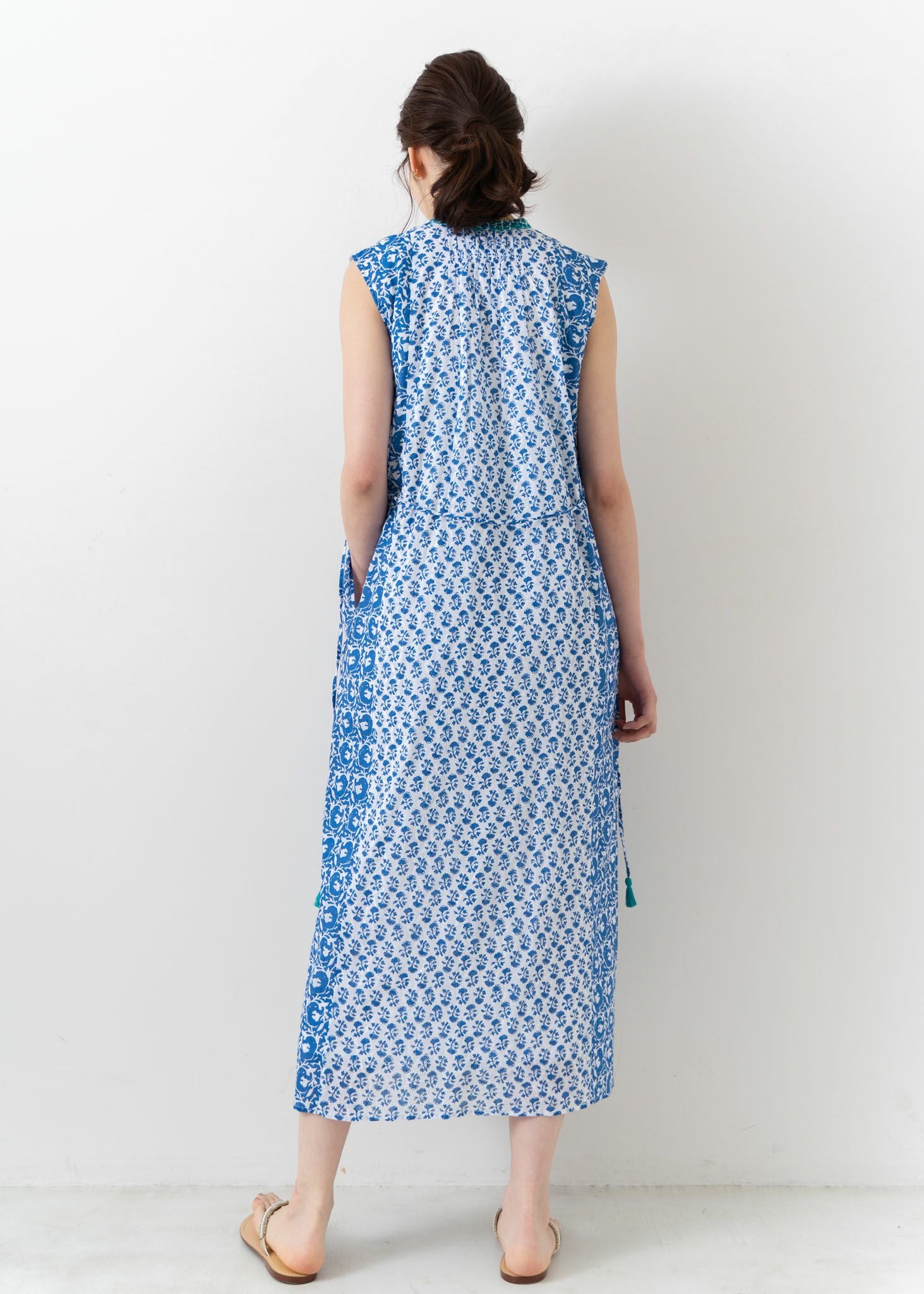 Cotton Jacquard Combi Print Embroidery Dress