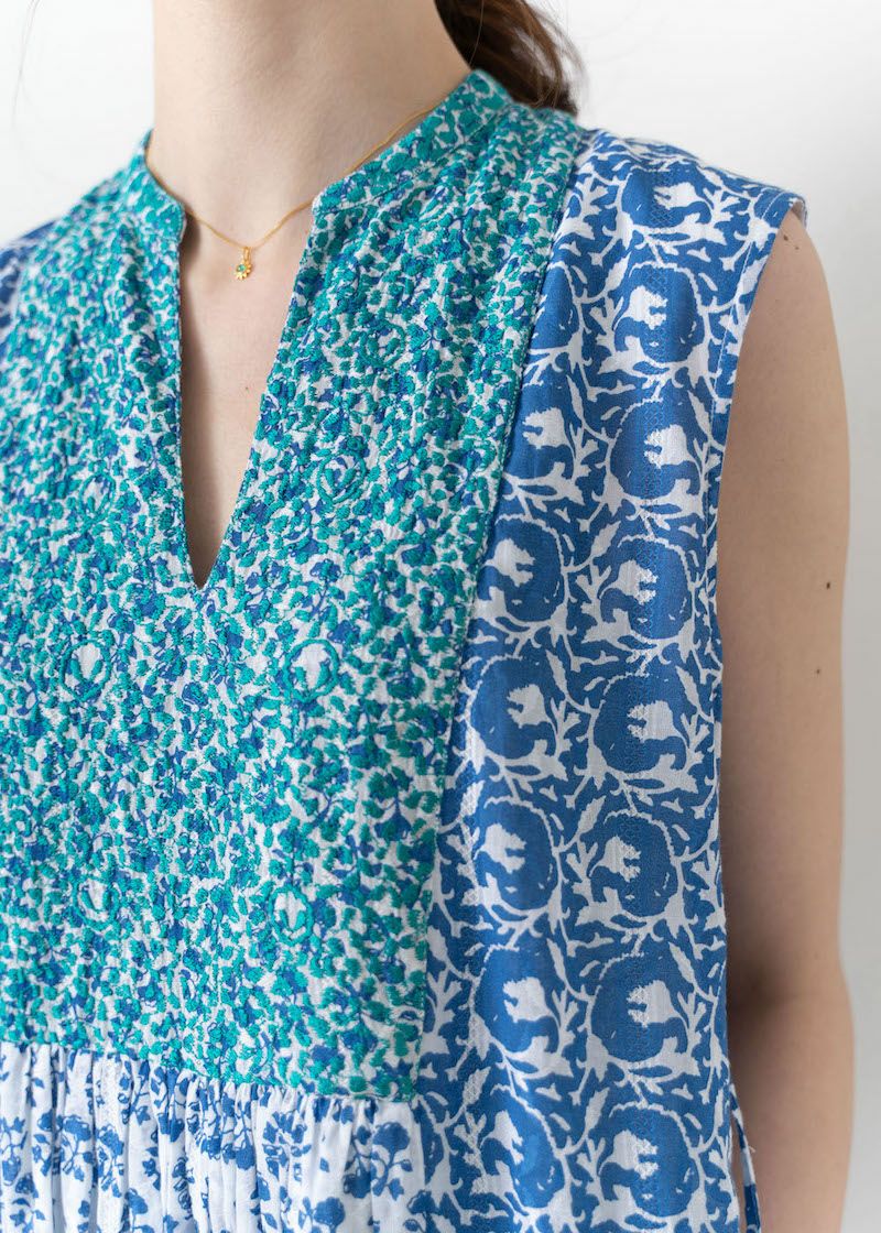 Cotton Jacquard Combi Print Embroidery Dress | Pasand by ne