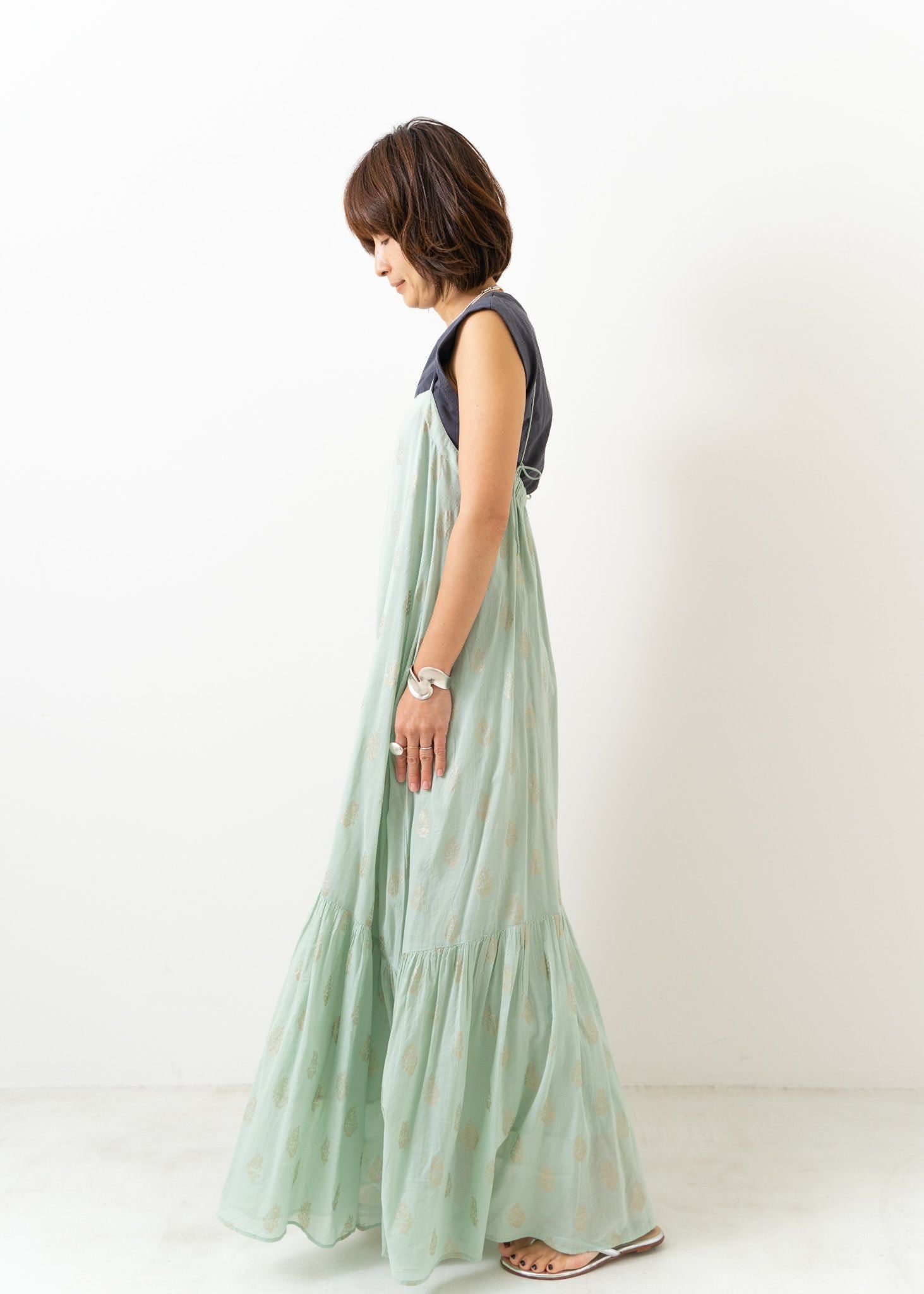 Cotton Voile Foil Flower Print Cami Dress | Pasand by ne Quittez 
