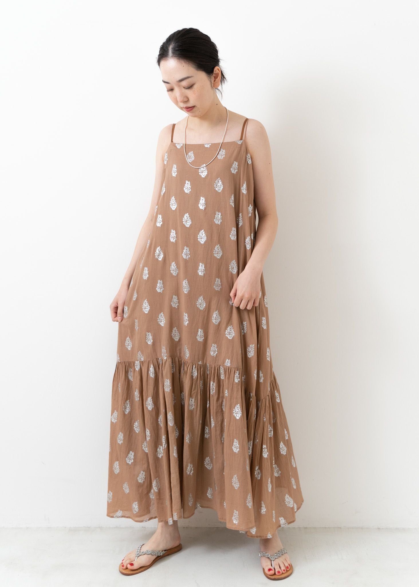 Cotton Voile Foil Flower Print Cami Dress | Pasand by ne