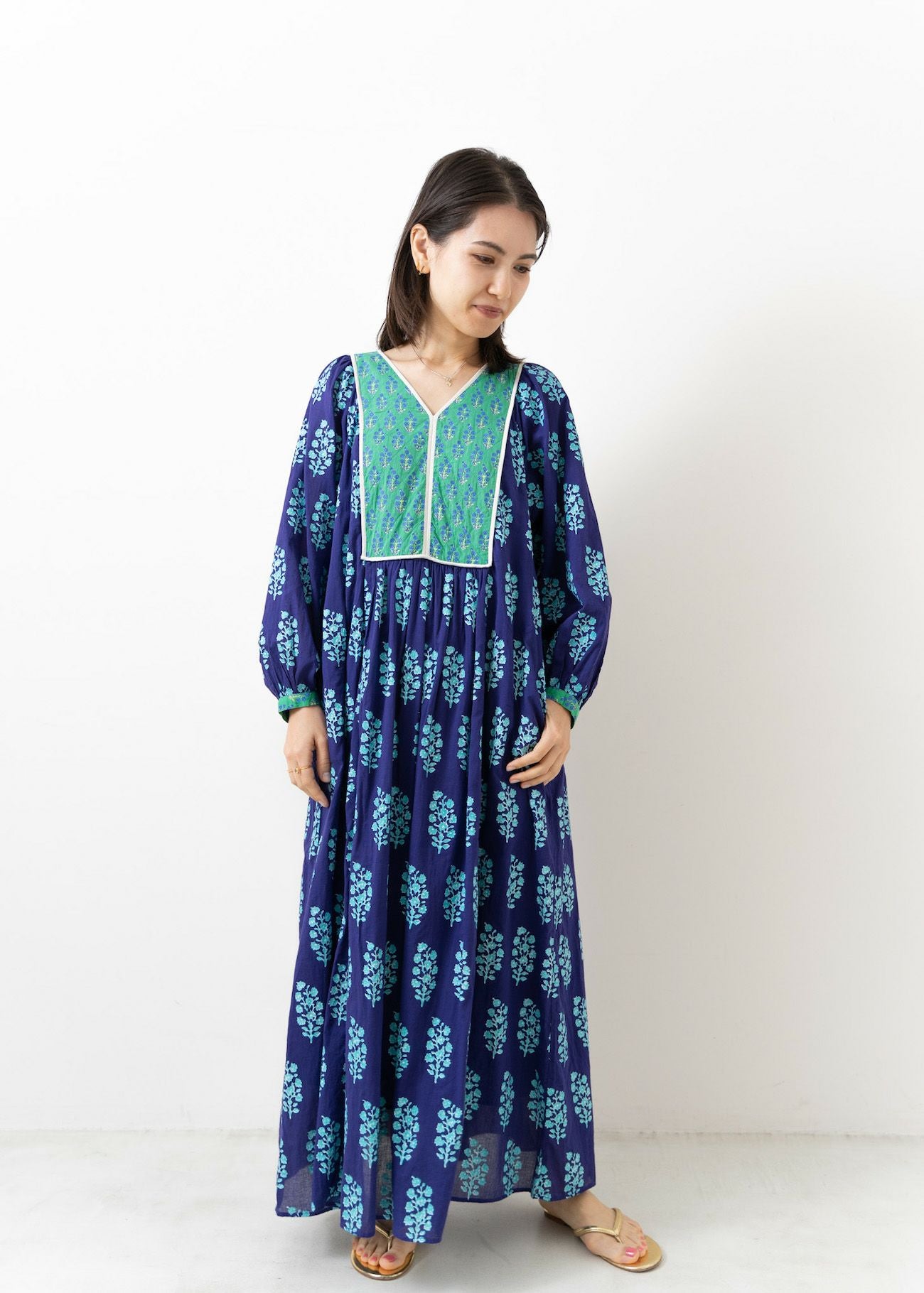 Cotton Voile Ethnic Combination Print Gather Dress | Pasand by ne 