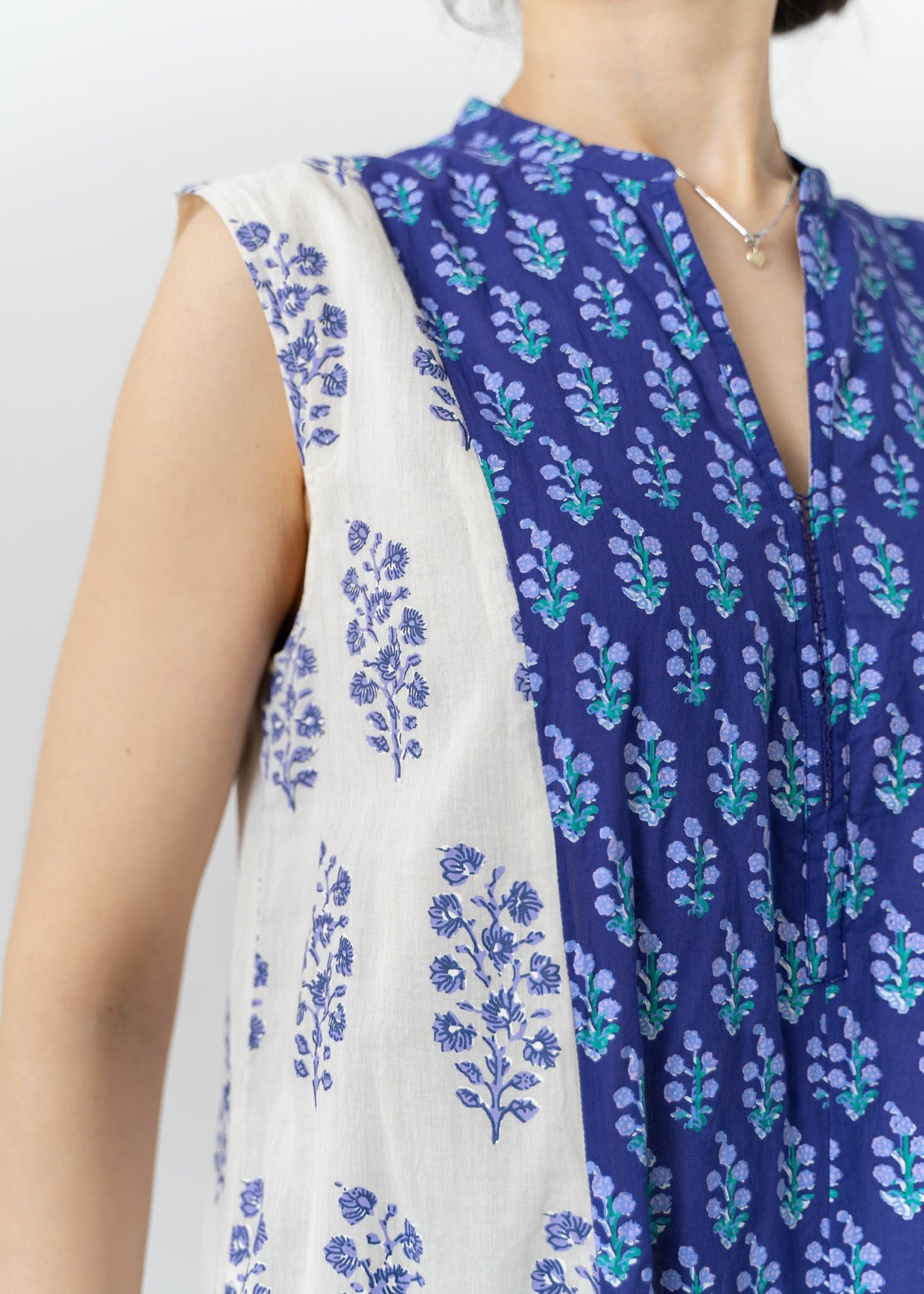 Cotton Voile Ethnic Combination Print Panel Dress