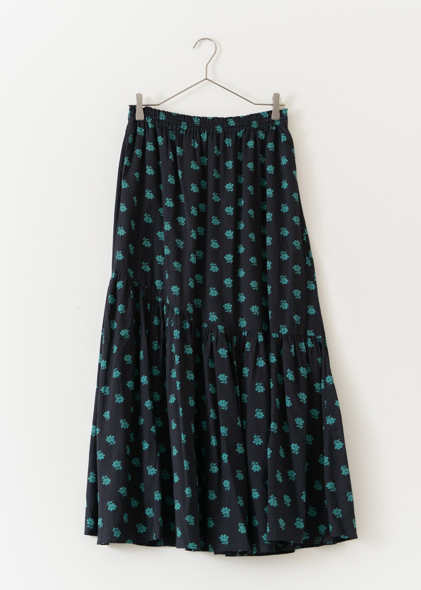 Cotton Dobby Stripe Flower Print Skirt | Pasand by ne Quittez pas 