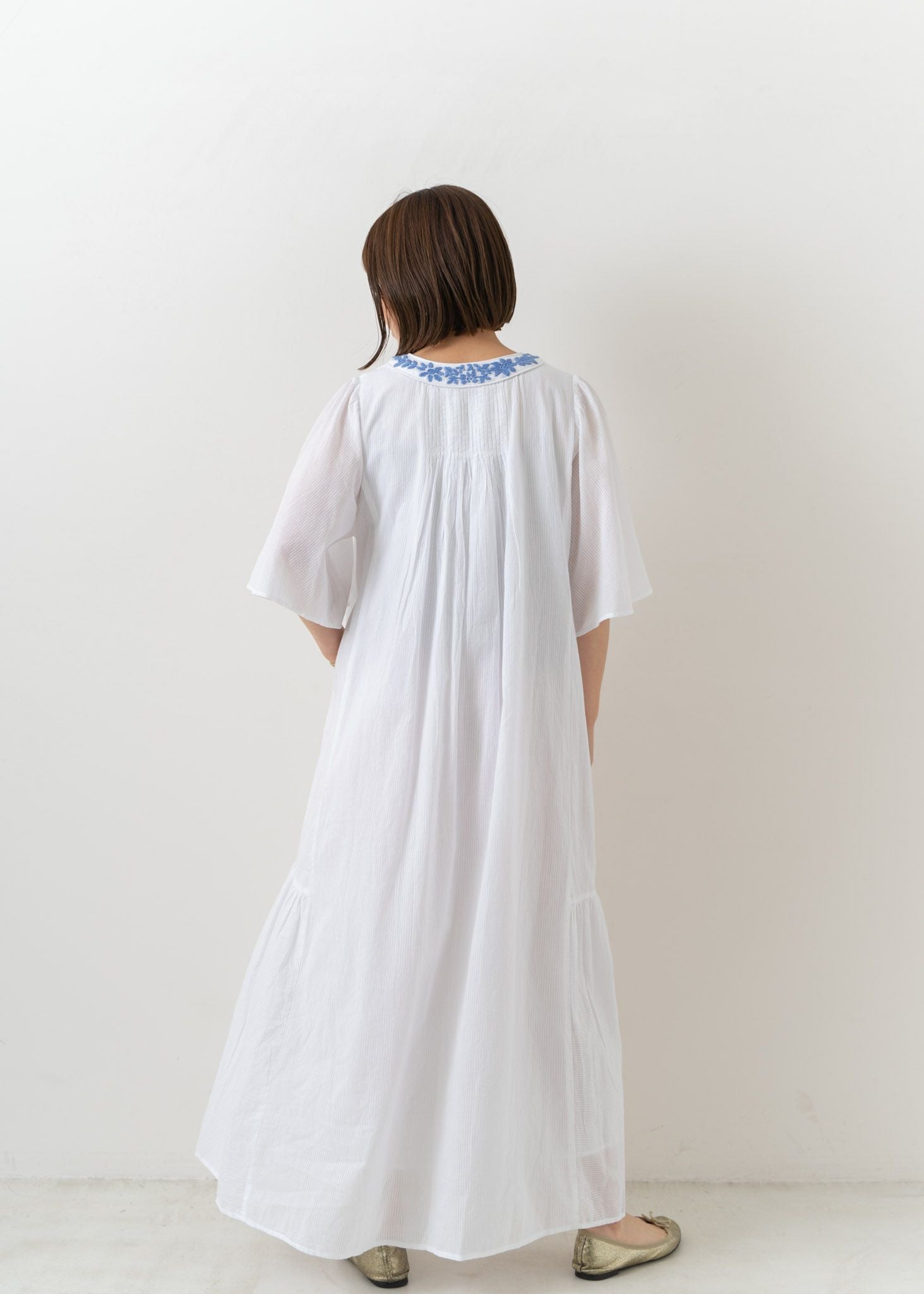 Chikan Embroidery Gather Dress