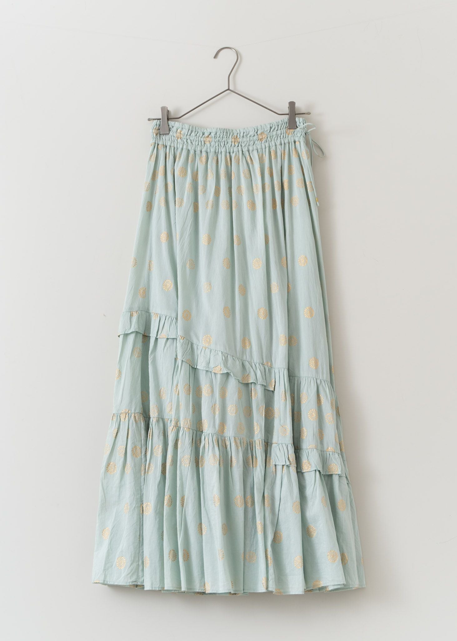 Cotton Silk Gold Print Skirt
