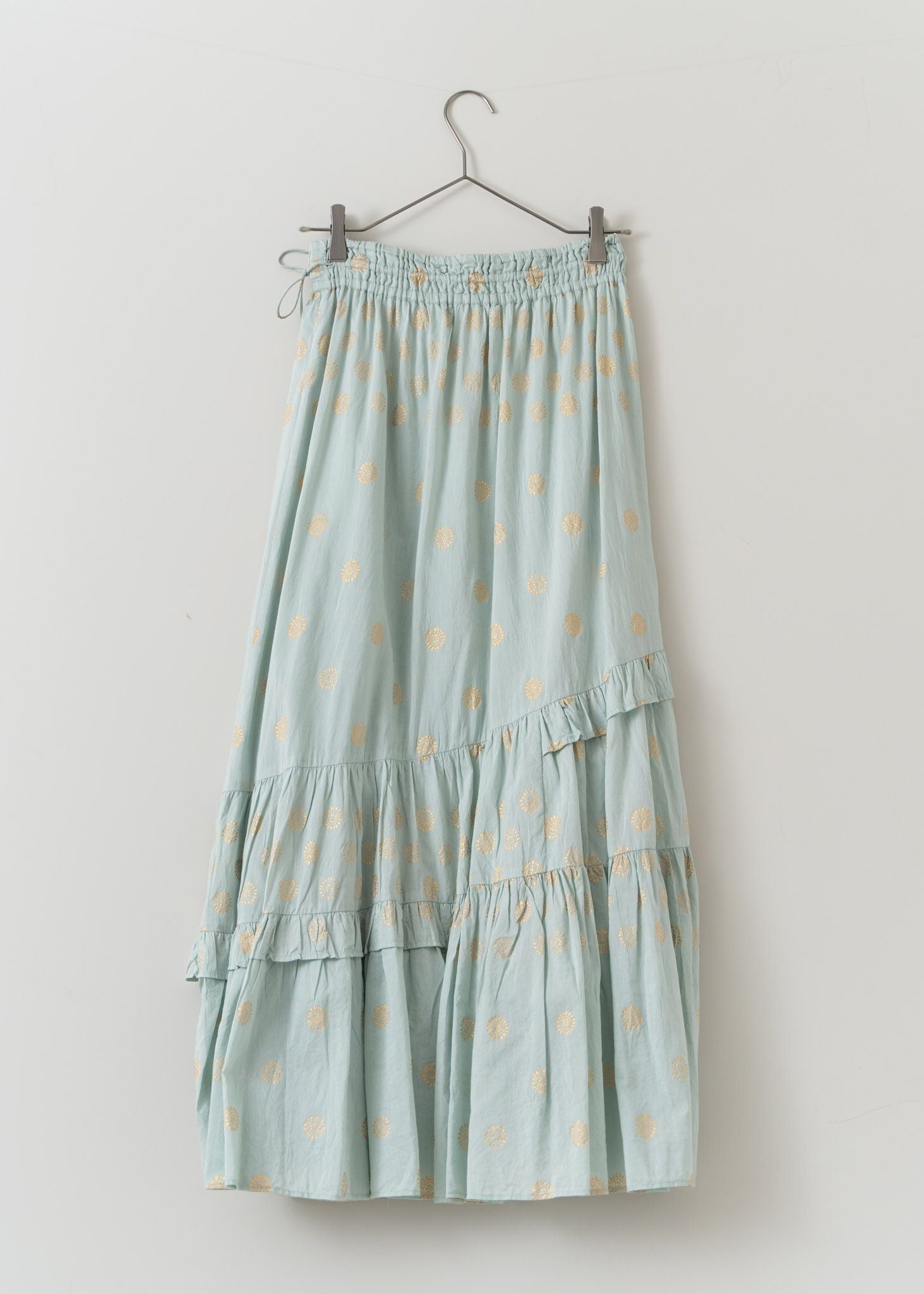 Cotton Silk Gold Print Skirt