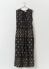 Cotton Silk Gold Print Sleeveless Dress