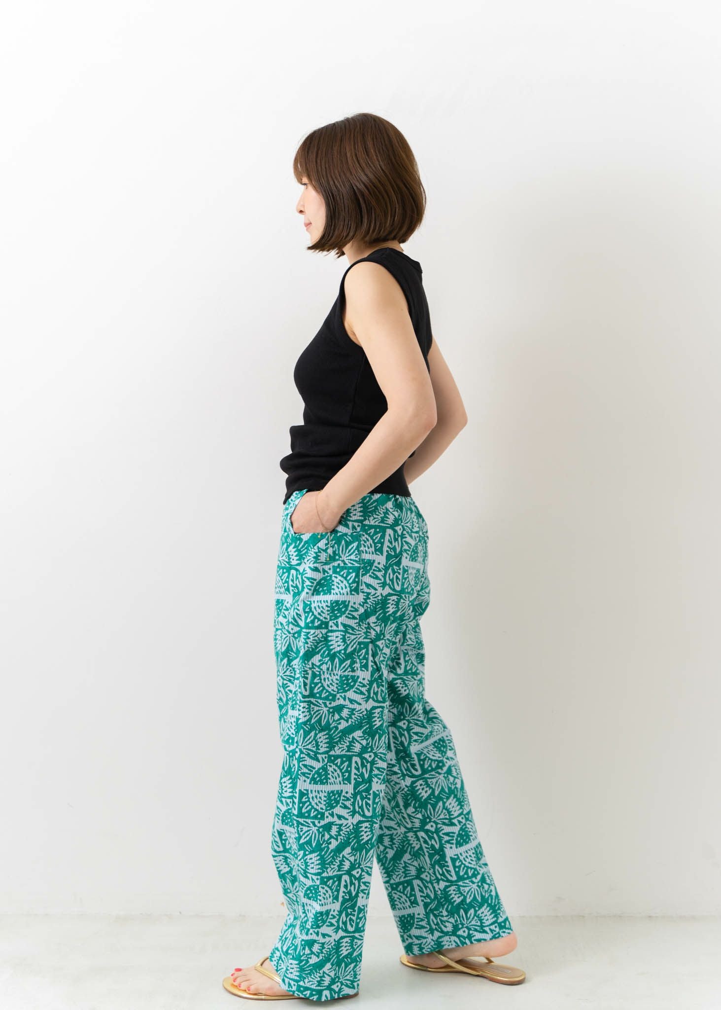 Poplin Stripe Block Print Pants