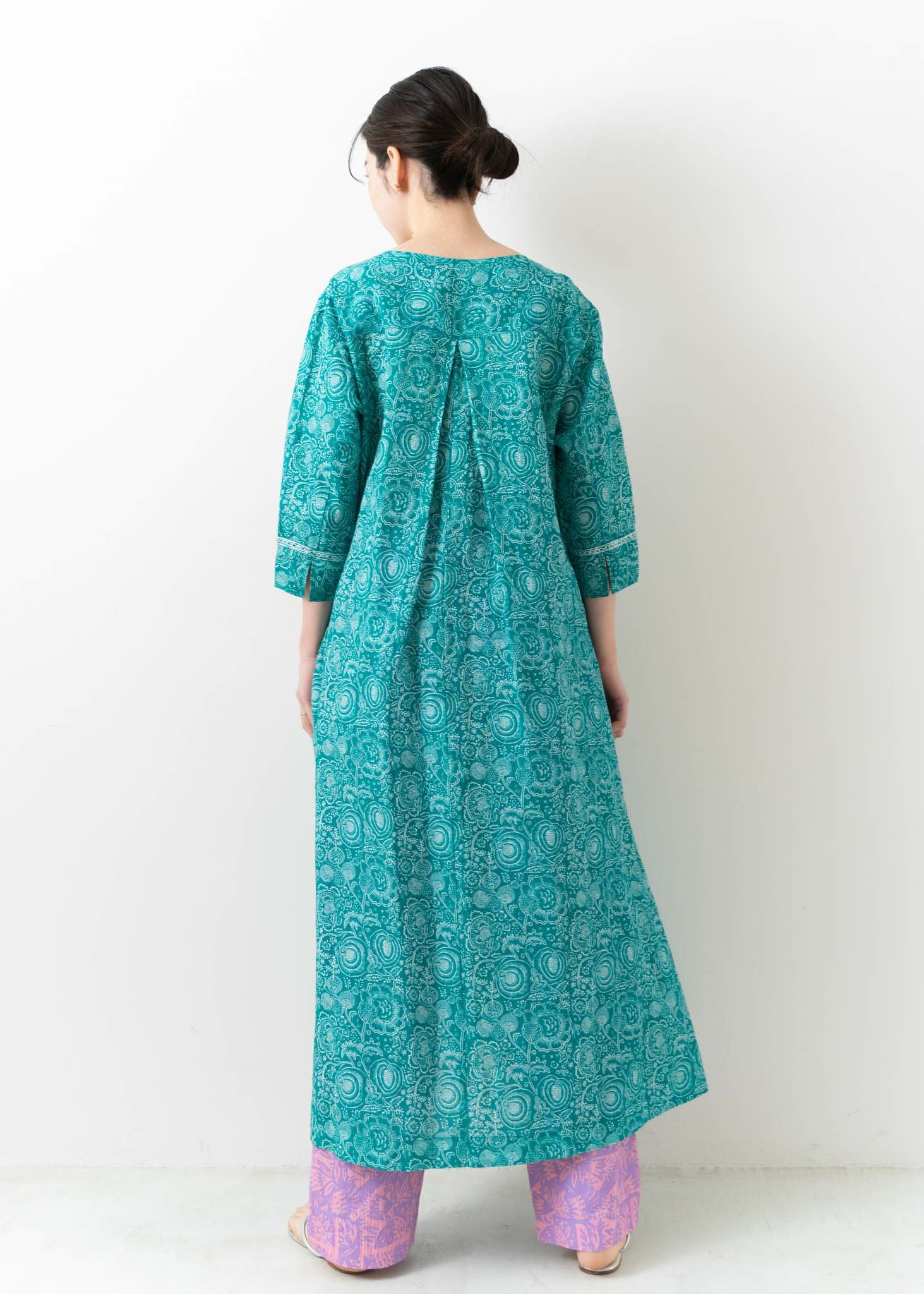 Cotton Linen Print Kaftan Dress