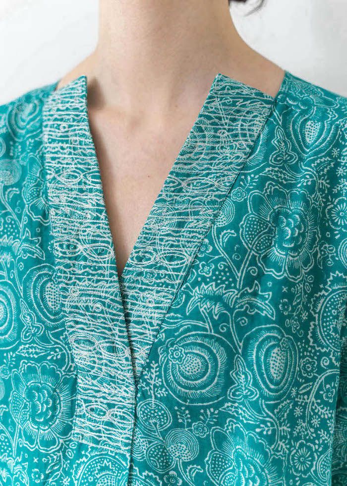 Cotton Linen Print Kaftan Dress