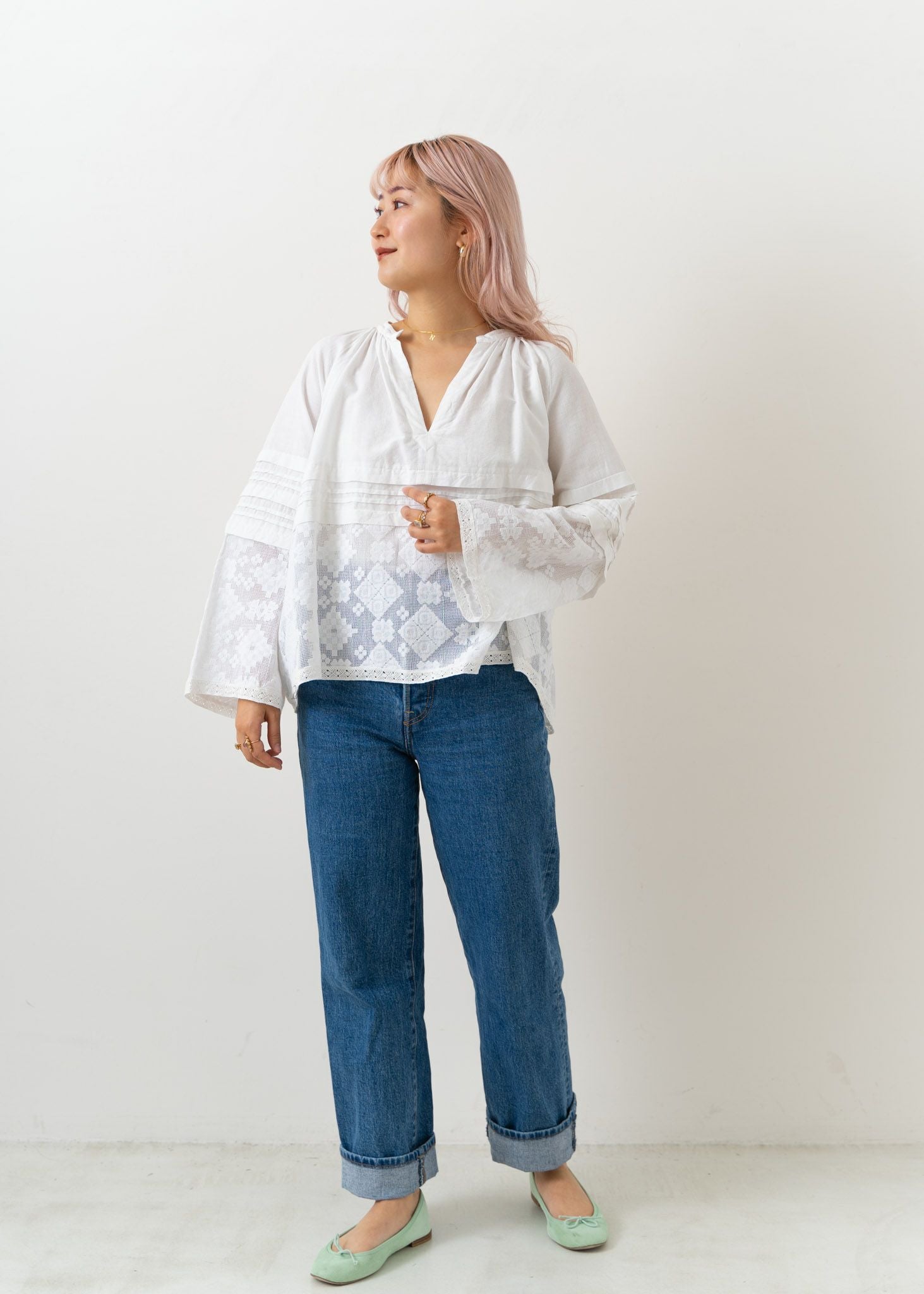 Cotton Linen Joint Lace Top | Pasand by ne Quittez pas | パサン