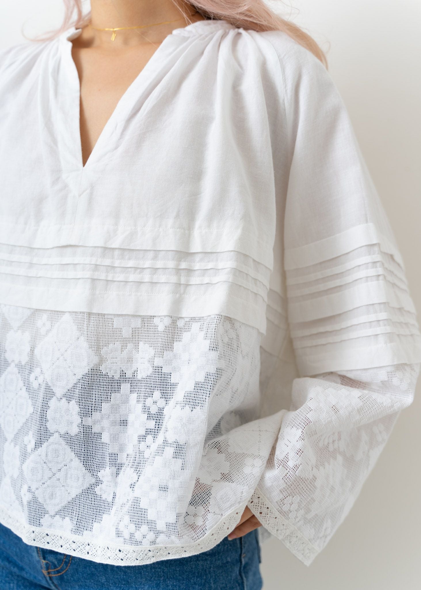 Cotton Linen Joint Lace Top | Pasand by ne Quittez pas | パサン