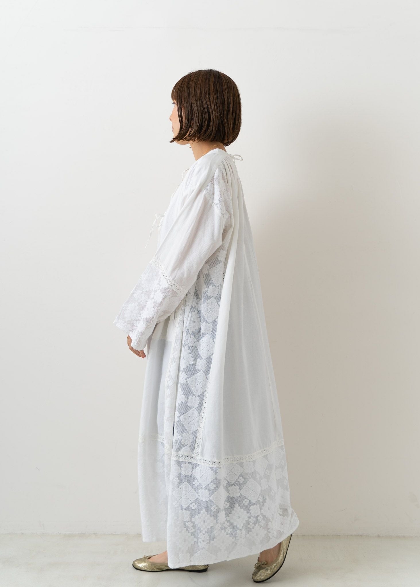 IENALABOUCLESAサラマリカ Cotton Linen Joint Lace Dress