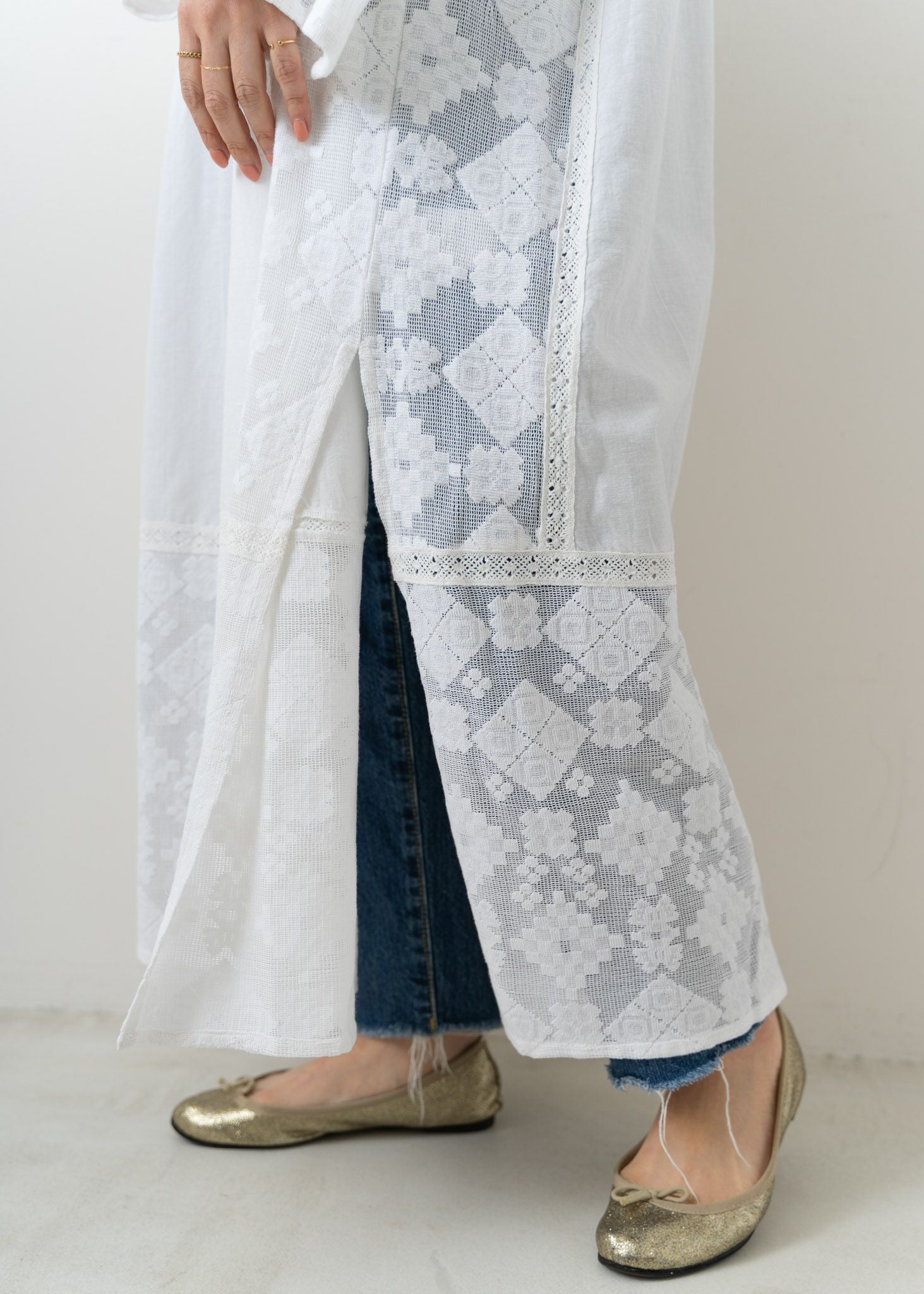 Cotton Linen Joint Lace Dress