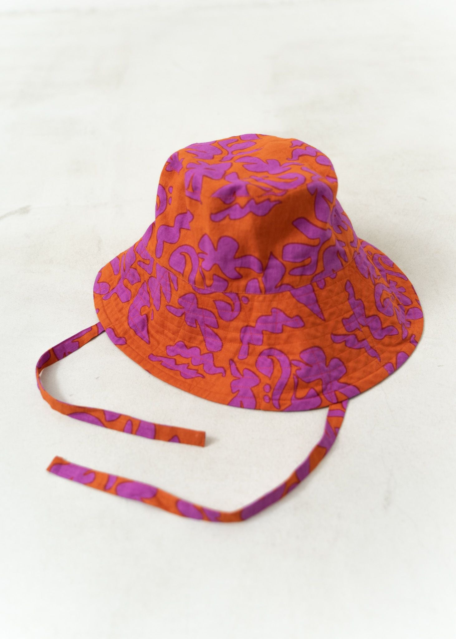 Cotton Linen Flower Print Hat