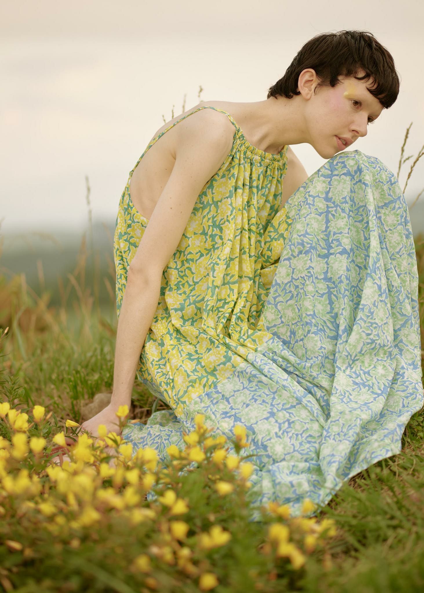 Cotton Block Flower Print Cami Dress