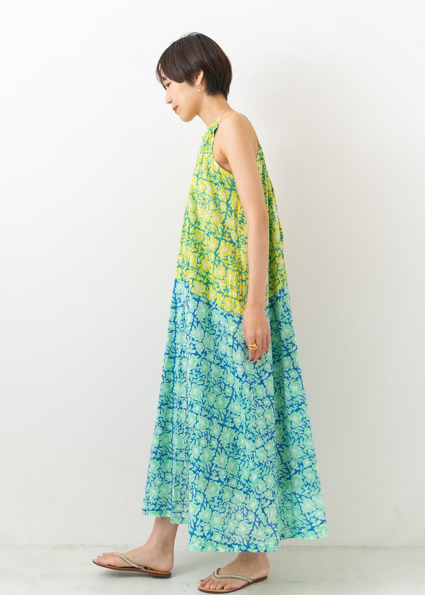 Cotton Block Flower Print Cami Dress