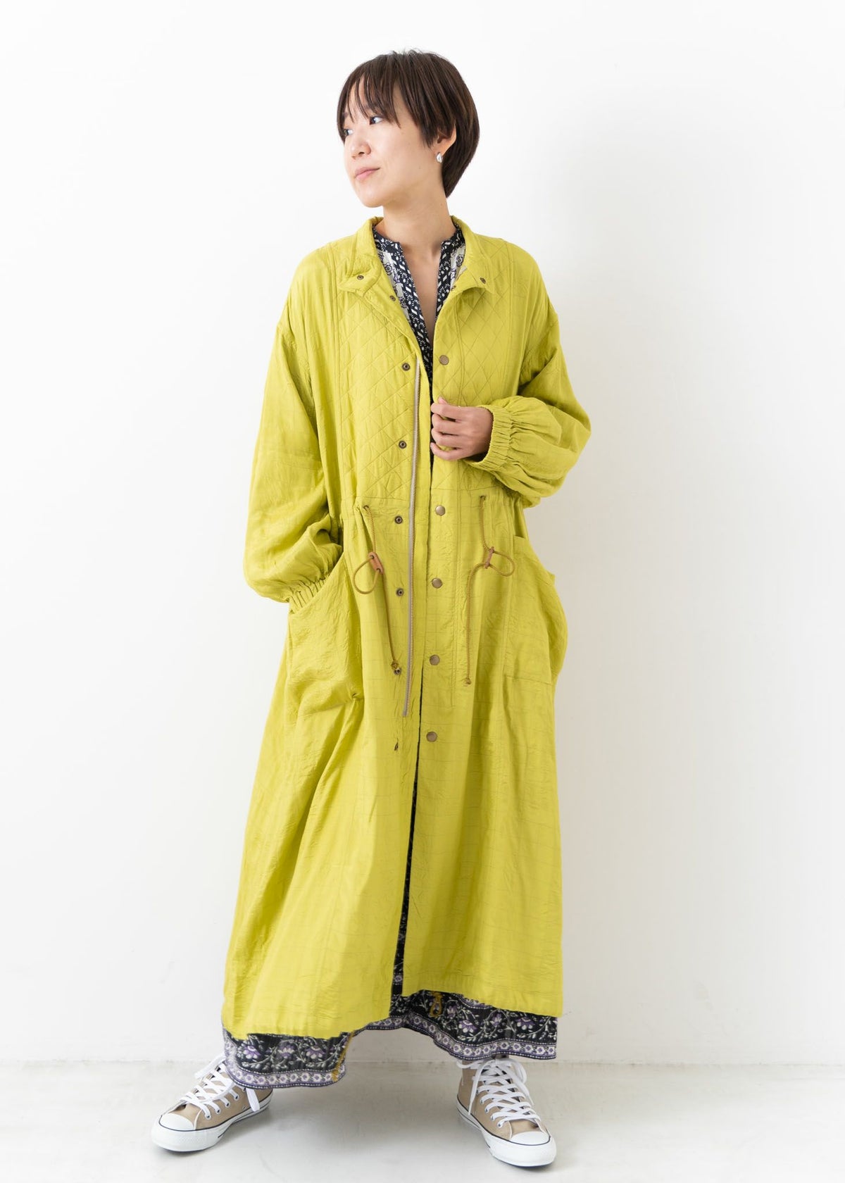 Square Stitch Long Coat