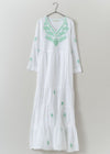 Cotton Chikan Embroidery V-Neck Dress