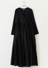 Cotton Voile Plain Crossover Gown -Black-