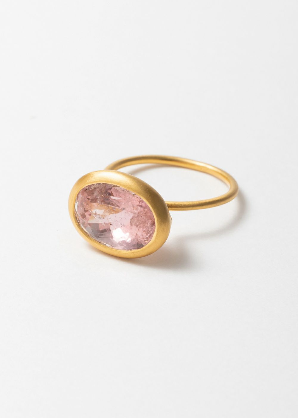 Pink Tourmaline Oval Bezel Ring