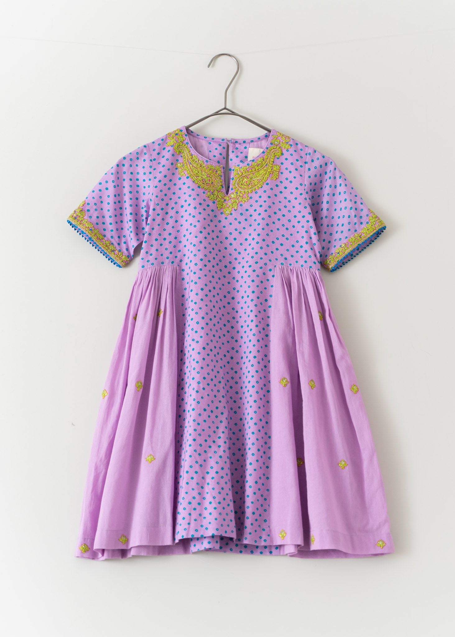 Printed Kids Dress With Dori Embroidery