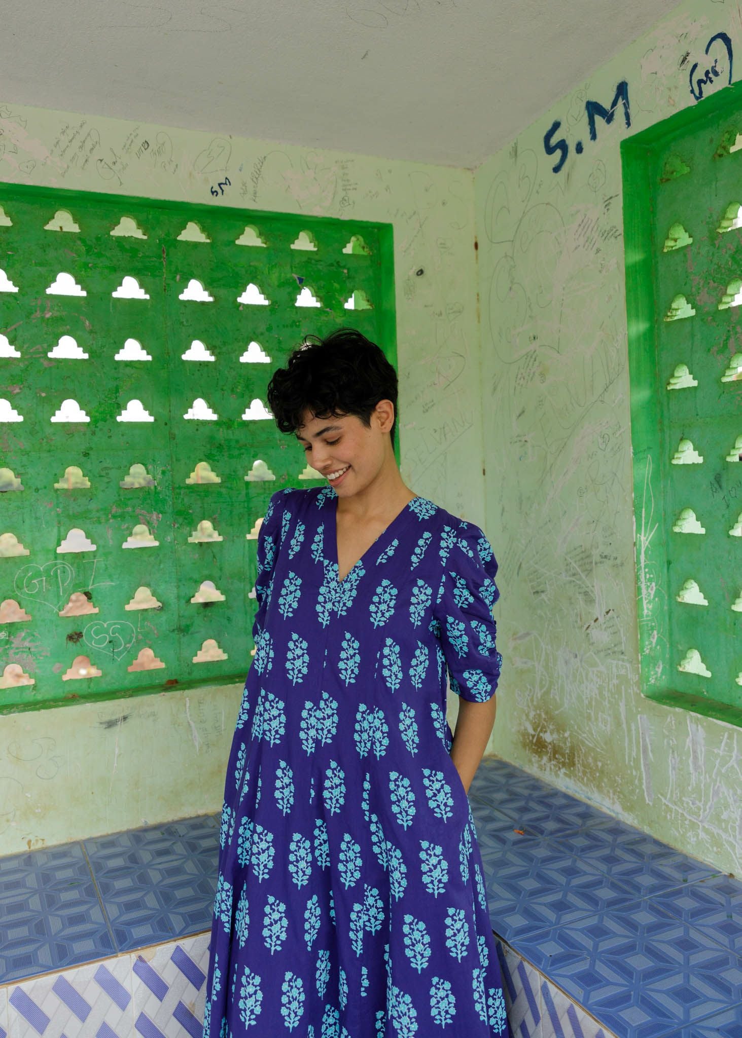 Ethnic Combination Print Gather Sleeve Dress | Pasand by ne Quittez pas |  パサンドバイヌキテパ