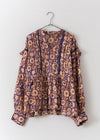 Cotton Lurex Stripe Flower Print Blouse