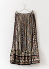 Cotton Stripe Ethnic Print Skirt