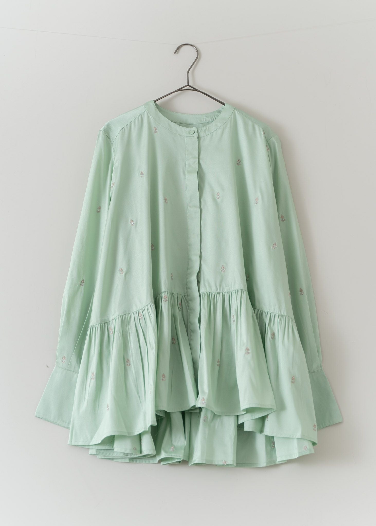 Poly Dupion Embroidery Tiered Blouse