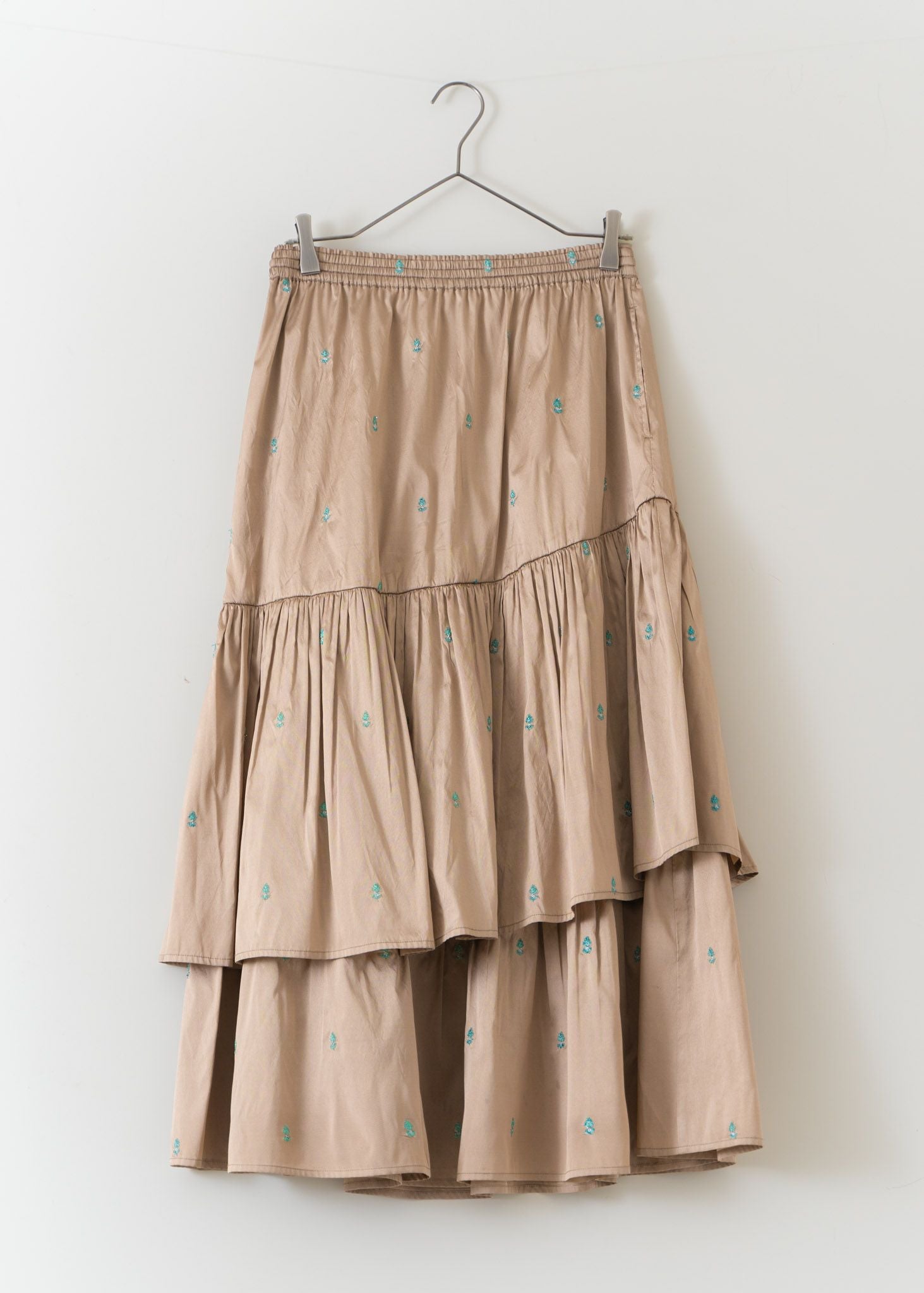Poly Dupion Embroidery Tiered Skirt