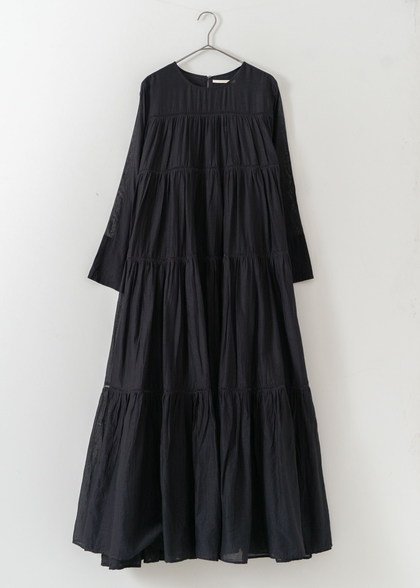 Cotton Voile Tiered Maxi Dress Black