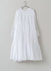 Cotton Voile Tiered Middle Length Dress White