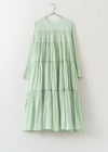 Cotton Voile Tiered Middle Length Dress Mint